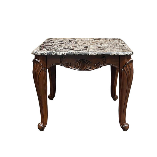 ACME Furniture - Nayla End Table - Natural Marble & Cherry Finish - LV02005 view 2
