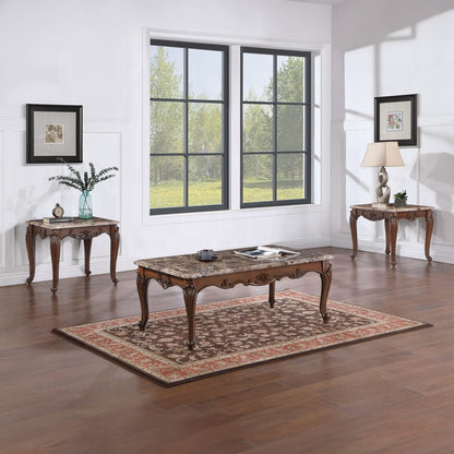 ACME Furniture - Nayla End Table - Natural Marble & Cherry Finish - LV02005 view 6