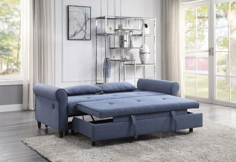 ACME Furniture - Nichelle - Sofa w/Sleeper - Blue Fabric - 55565 view 8