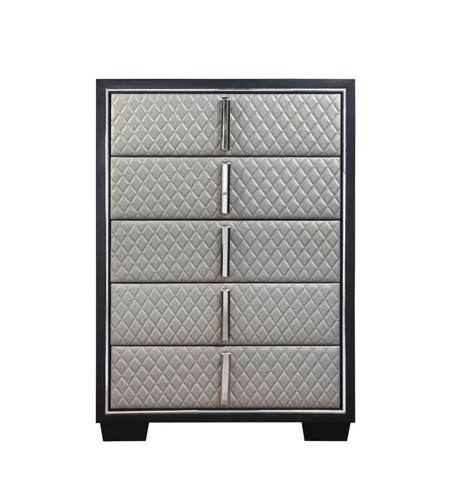 ACME Furniture - Nicola Chest - Silver Synthetic Leather & Black - BD01431 veiw 2