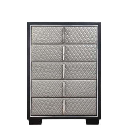 ACME Furniture - Nicola Chest - Silver Synthetic Leather & Black - BD01431 veiw 2