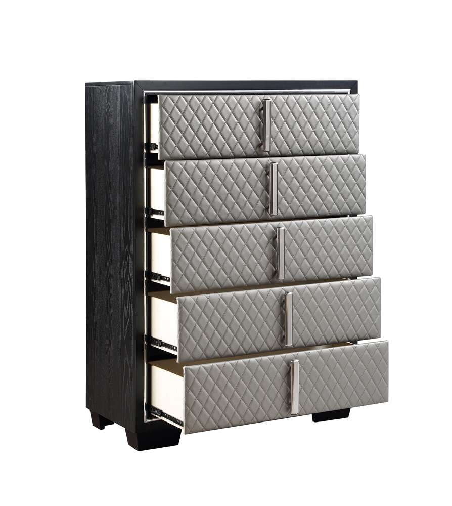 ACME Furniture - Nicola Chest - Silver Synthetic Leather & Black - BD01431 veiw 3