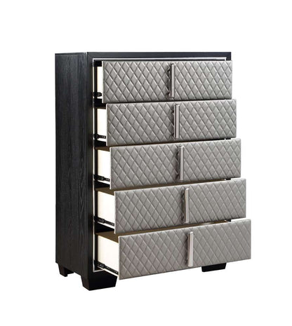ACME Furniture - Nicola Chest - Silver Synthetic Leather & Black - BD01431 veiw 3