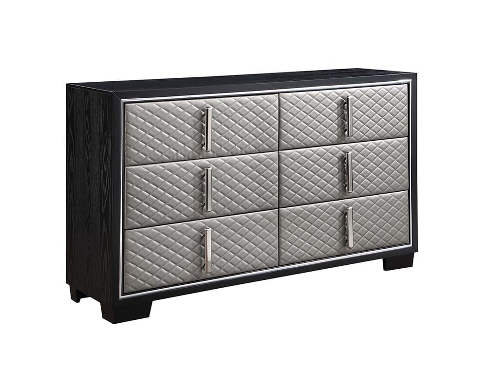 ACME Furniture - Nicola - Dresser - Silver Synthetic Leather & Black Finish - BD01430 view 1