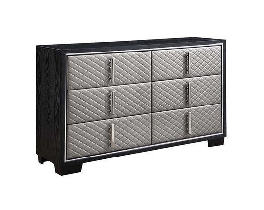 ACME Furniture - Nicola - Dresser - Silver Synthetic Leather & Black Finish - BD01430 view 1