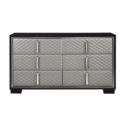 ACME Furniture - Nicola - Dresser - Silver Synthetic Leather & Black Finish - BD01430 view 2