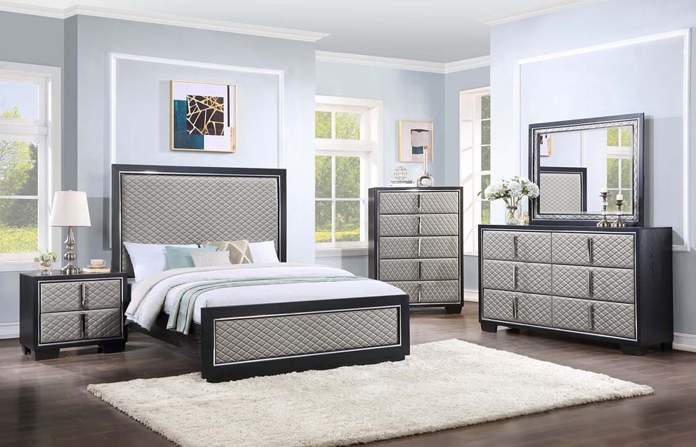 ACME Furniture - Nicola - Dresser - Silver Synthetic Leather & Black Finish - BD01430 view 4