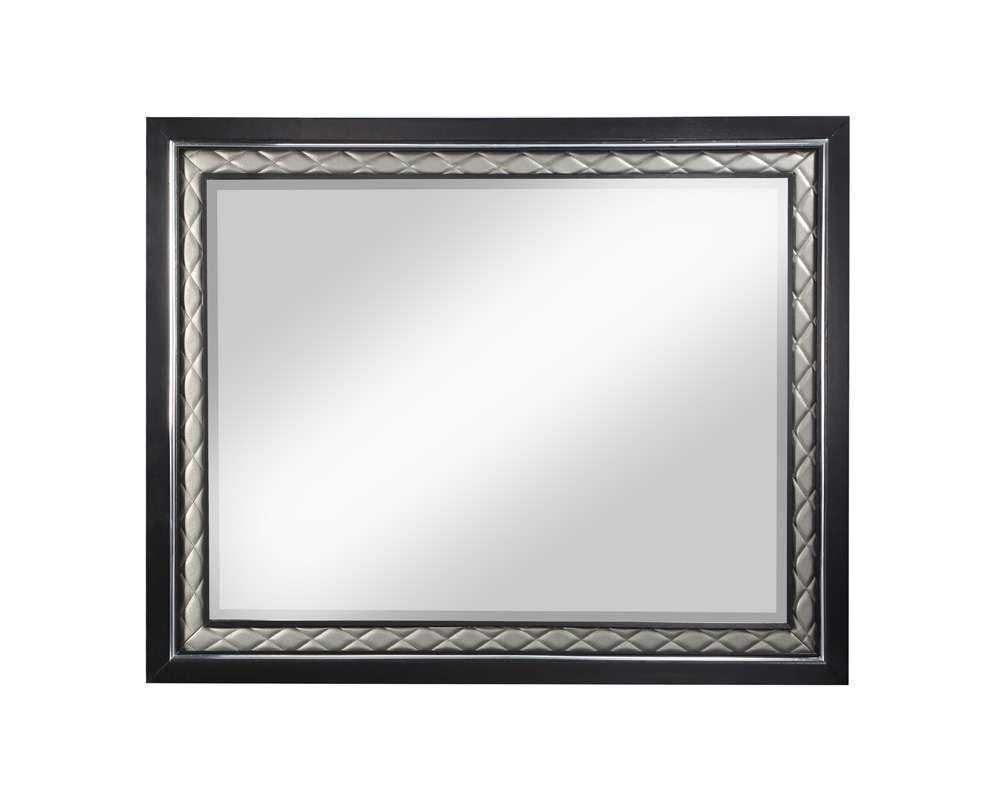 ACME Furniture - Nicola Mirror - Silver Synthetic Leather & Black - BD01429 view 1