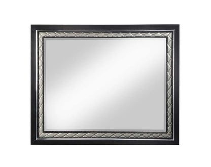 ACME Furniture - Nicola Mirror - Silver Synthetic Leather & Black - BD01429 view 1