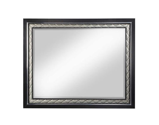 ACME Furniture - Nicola Mirror - Silver Synthetic Leather & Black - BD01429 view 1