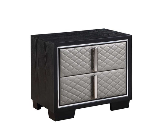ACME Furniture - Nicola Nightstand - Silver Synthetic Leather & Black - BD01428 veiw 1