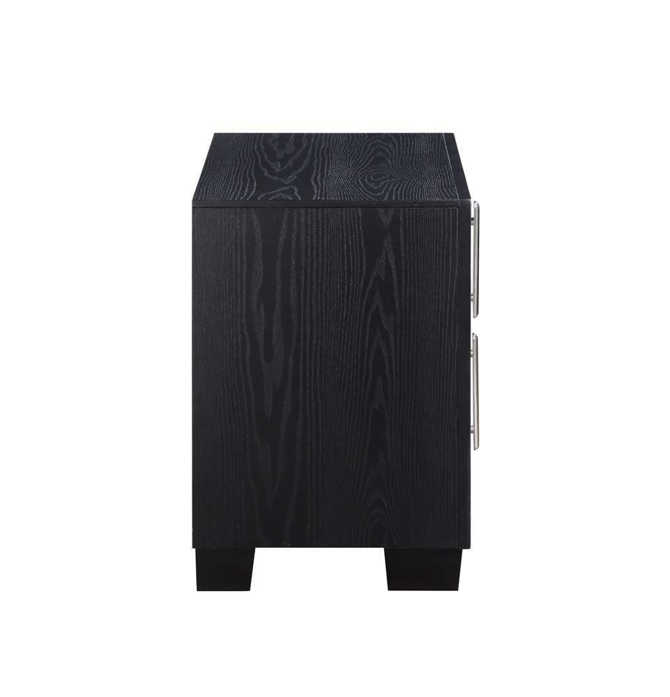 ACME Furniture - Nicola Nightstand - Silver Synthetic Leather & Black - BD01428 veiw 3