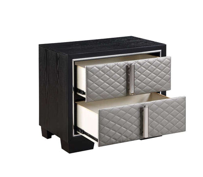 ACME Furniture - Nicola Nightstand - Silver Synthetic Leather & Black - BD01428 veiw 4
