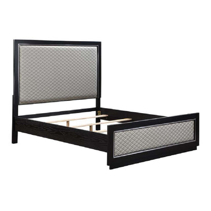 ACME Furniture - Nicola - Queen Bed  - Silver Synthetic Leather & Black Finish - BD01427Q view 1
