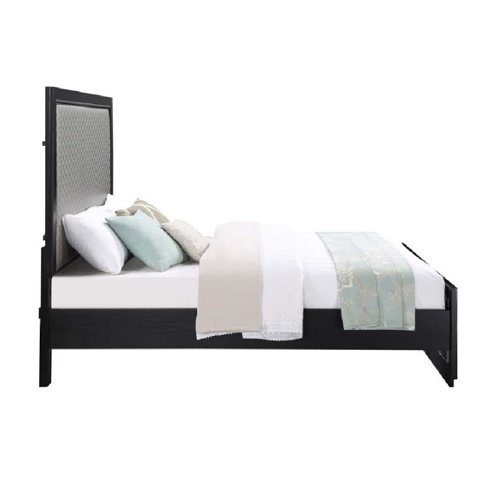 ACME Furniture - Nicola - Queen Bed  - Silver Synthetic Leather & Black Finish - BD01427Q view 3