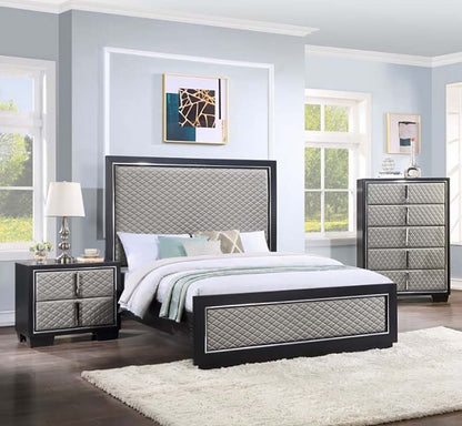 ACME Furniture - Nicola - Queen Bed  - Silver Synthetic Leather & Black Finish - BD01427Q view 5