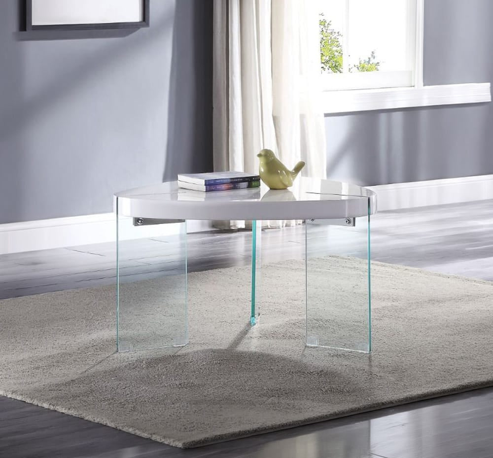 ACME Furniture - Noland - Coffee Table - White High Gloss & Clear Glass - 84920 view 1