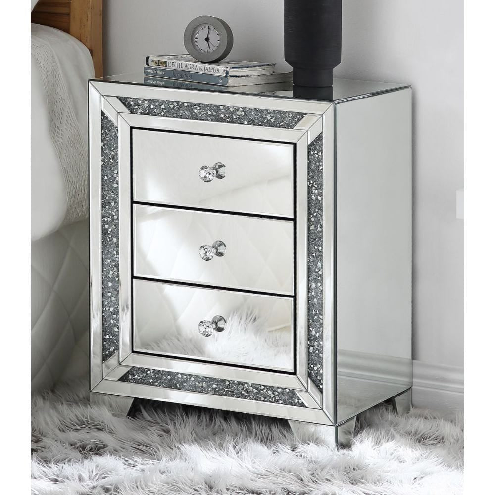 ACME Furniture - Noralie - Accent Table - Mirrored & Faux Diamonds - 97648 view 2
