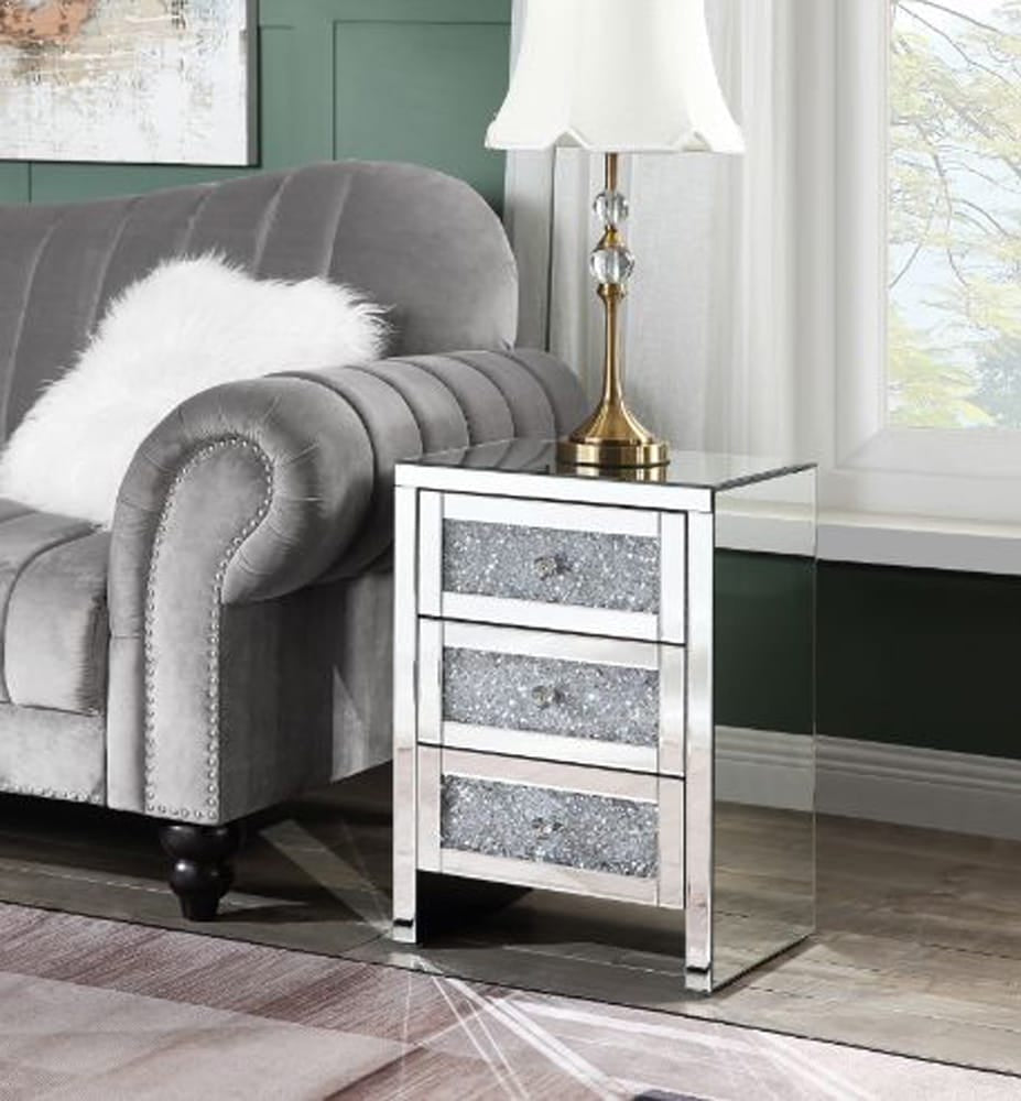 ACME Furniture - Noralie - Accent Table - Mirrored & Faux Diamonds - 97951 view 5