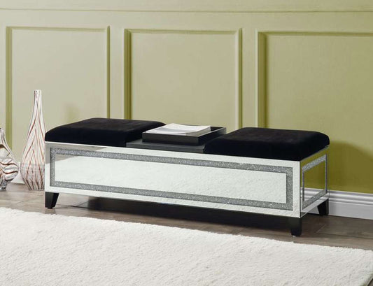 ACME Furniture - Noralie Bench w/Storage - Mirrored & Faux Diamonds - AC00533