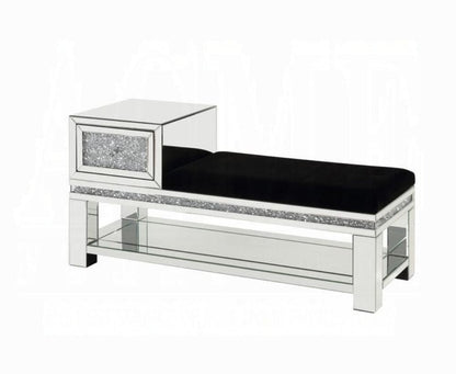 ACME Furniture - Noralie Bench w/Storage - Mirrored & Faux Diamonds - AC00538 view 1
