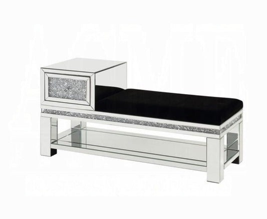 ACME Furniture - Noralie Bench w/Storage - Mirrored & Faux Diamonds - AC00538 view 1
