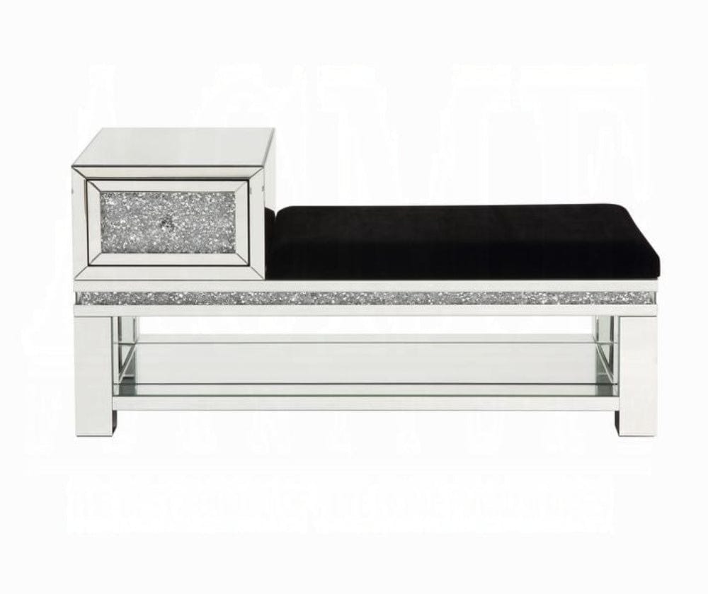 ACME Furniture - Noralie Bench w/Storage - Mirrored & Faux Diamonds - AC00538 view 2