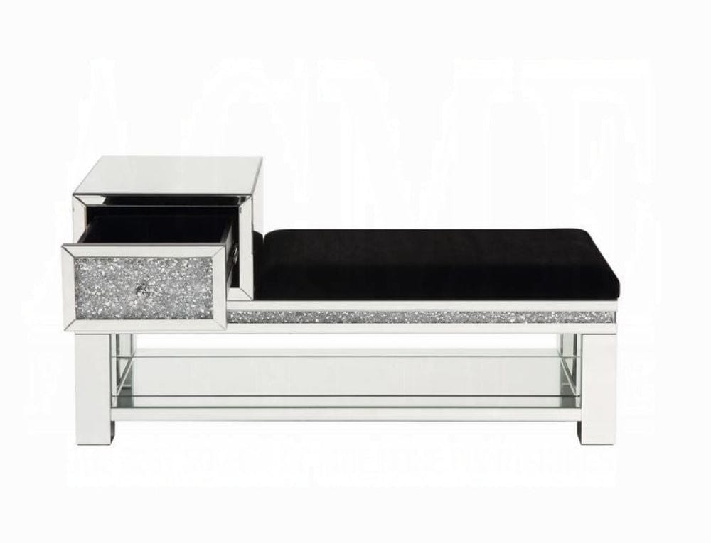 ACME Furniture - Noralie Bench w/Storage - Mirrored & Faux Diamonds - AC00538 view 3