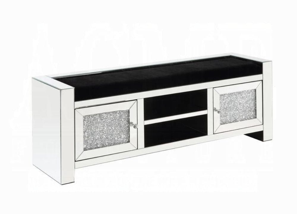 ACME Furniture - Noralie Bench w/Storage - Mirrored & Faux Diamonds - AC00539 view 1