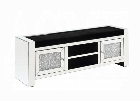 ACME Furniture - Noralie Bench w/Storage - Mirrored & Faux Diamonds - AC00539 view 1
