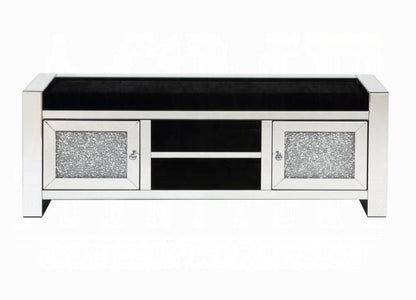 ACME Furniture - Noralie Bench w/Storage - Mirrored & Faux Diamonds - AC00539 view 2