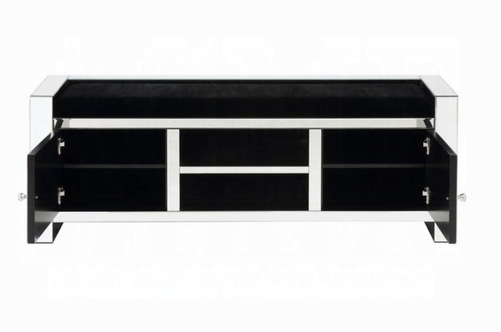 ACME Furniture - Noralie Bench w/Storage - Mirrored & Faux Diamonds - AC00539 view 3