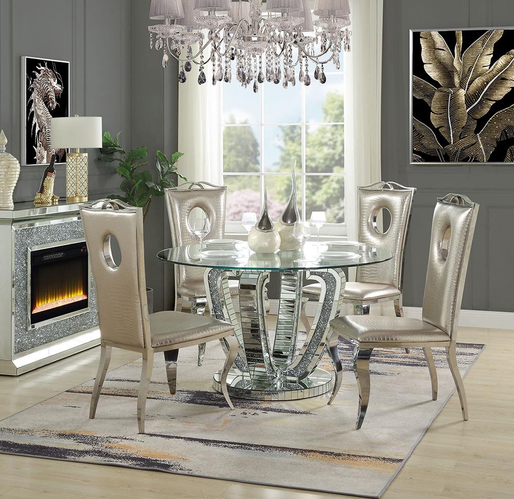 ACME Furniture - Noralie Dining Table - Mirrored & Faux Diamonds - DN00717 veiw 2