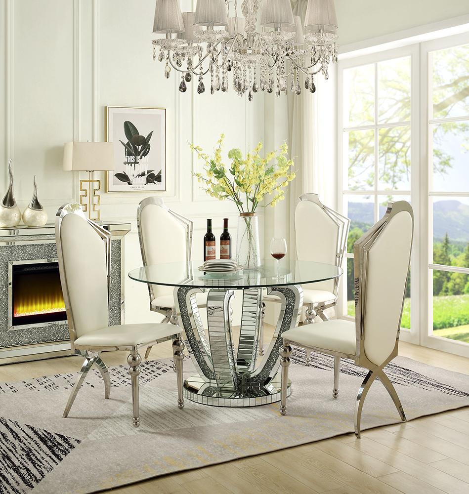 ACME Furniture - Noralie Dining Table - Mirrored & Faux Diamonds - DN00717 veiw 3