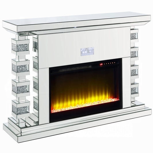 ACME Furniture - Noralie Fireplace w/Bluetooth - Mirrored & Faux Diamonds - AC00509 view 1