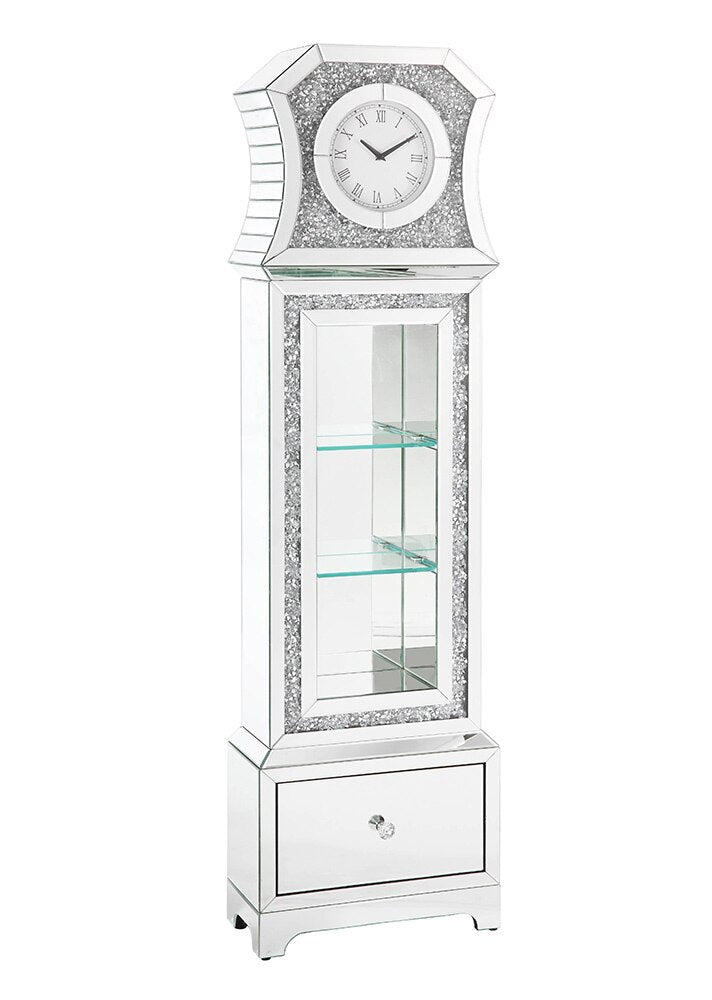 ACME Furniture - Noralie Grandfather Clock w/LED - Mirrored & Faux Diamonds - AC00350 veiw 2