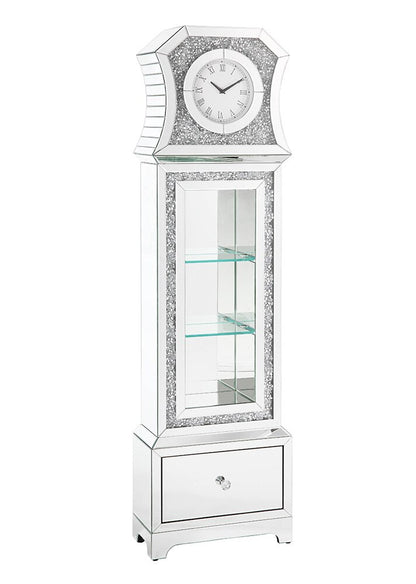 ACME Furniture - Noralie Grandfather Clock w/LED - Mirrored & Faux Diamonds - AC00350 veiw 2
