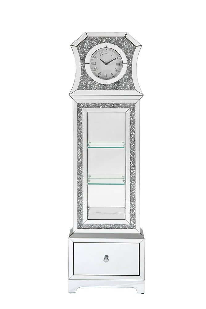 ACME Furniture - Noralie Grandfather Clock w/LED - Mirrored & Faux Diamonds - AC00350 veiw 3