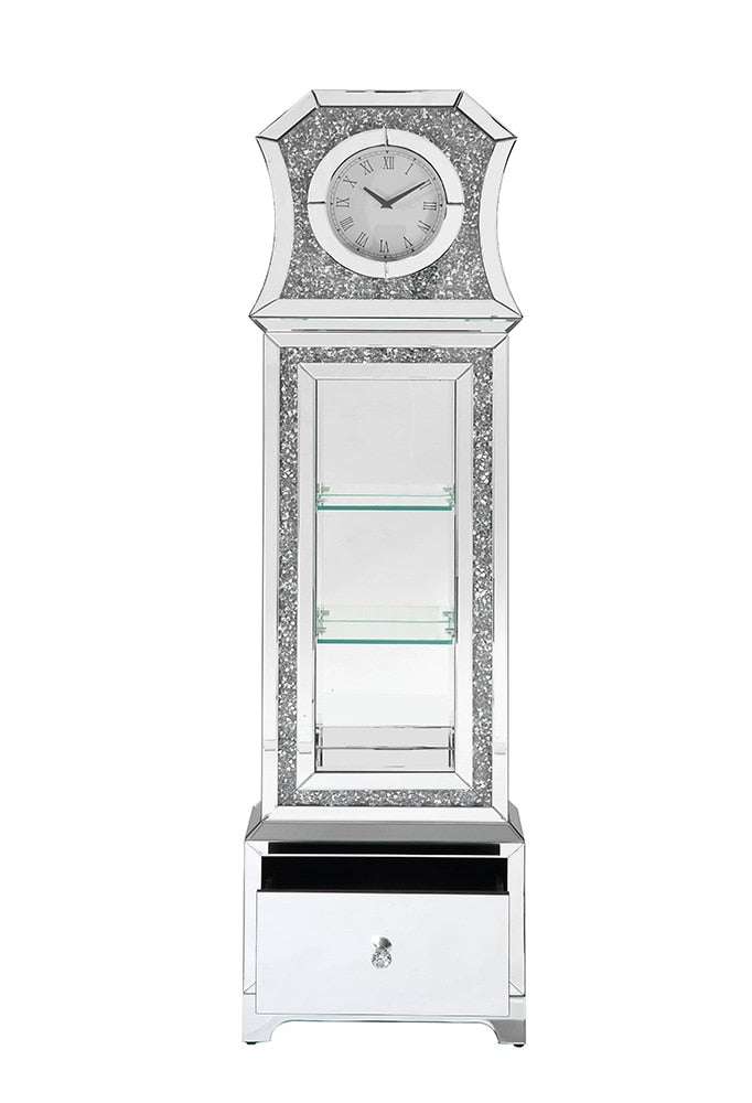 ACME Furniture - Noralie Grandfather Clock w/LED - Mirrored & Faux Diamonds - AC00350 veiw 4