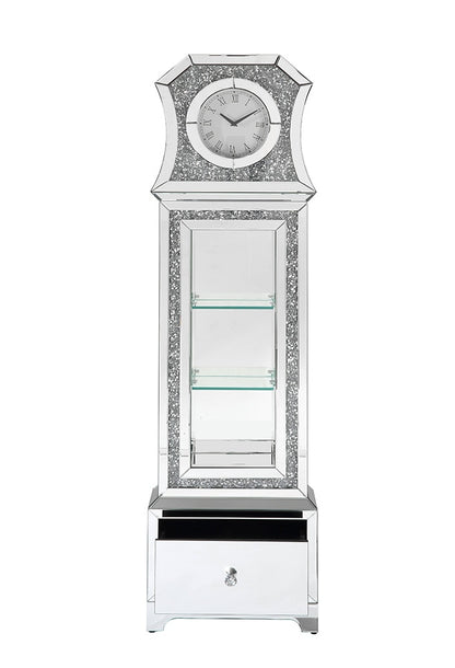 ACME Furniture - Noralie Grandfather Clock w/LED - Mirrored & Faux Diamonds - AC00350 veiw 4