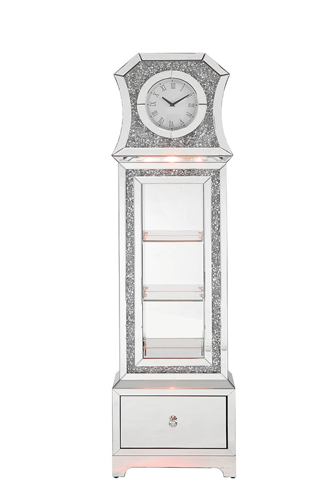 ACME Furniture - Noralie Grandfather Clock w/LED - Mirrored & Faux Diamonds - AC00350 veiw 6