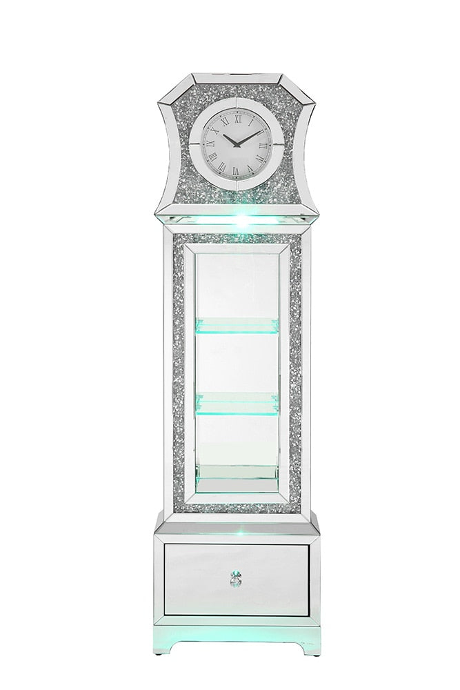 ACME Furniture - Noralie Grandfather Clock w/LED - Mirrored & Faux Diamonds - AC00350 veiw 7
