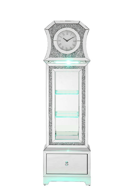 ACME Furniture - Noralie Grandfather Clock w/LED - Mirrored & Faux Diamonds - AC00350 veiw 7