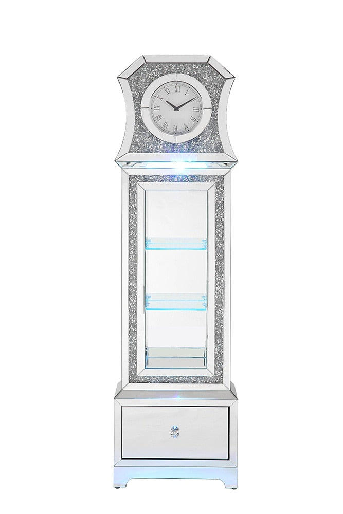 ACME Furniture - Noralie Grandfather Clock w/LED - Mirrored & Faux Diamonds - AC00350 veiw 8