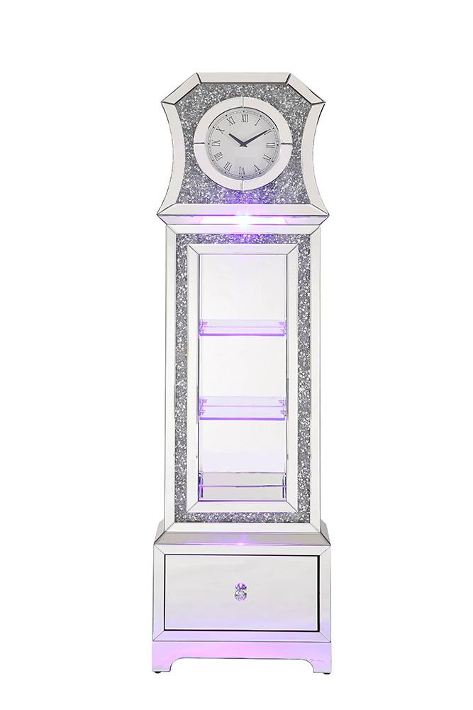 ACME Furniture - Noralie Grandfather Clock w/LED - Mirrored & Faux Diamonds - AC00350 veiw 9