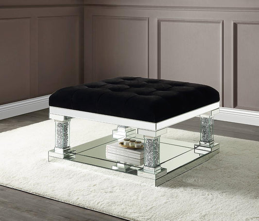 ACME Furniture - Noralie Ottoman - Mirrored & Faux Diamonds - AC00537 veiw 1