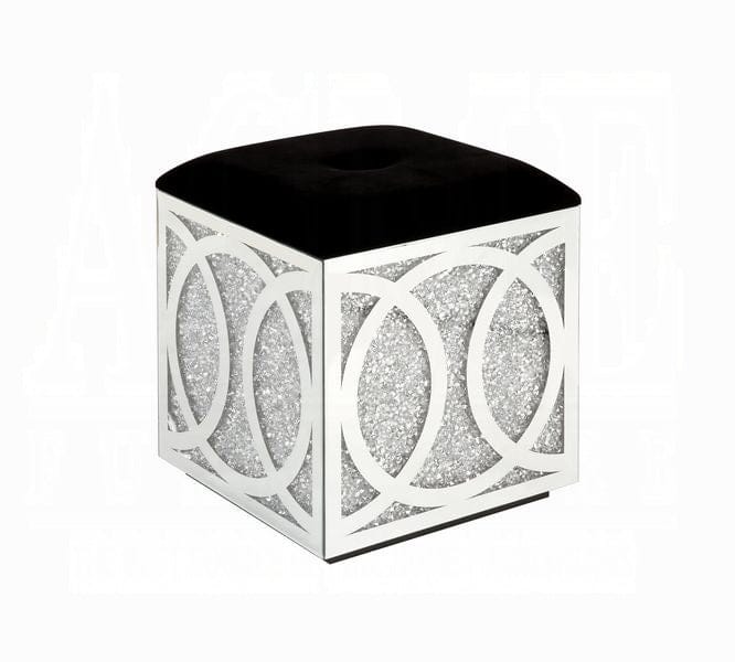 ACME Furniture - Noralie Ottoman w/Storage - Mirrored & Faux Diamonds - AC00529 view 1