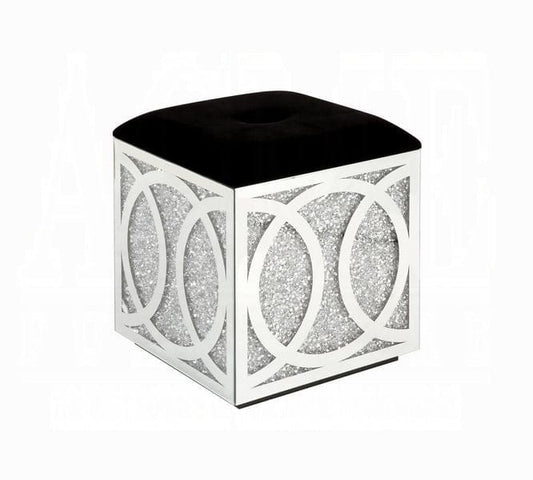 ACME Furniture - Noralie Ottoman w/Storage - Mirrored & Faux Diamonds - AC00529 view 1