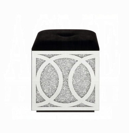 ACME Furniture - Noralie Ottoman w/Storage - Mirrored & Faux Diamonds - AC00529 view 2