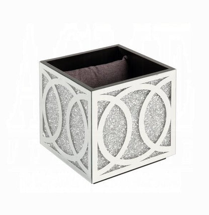 ACME Furniture - Noralie Ottoman w/Storage - Mirrored & Faux Diamonds - AC00529 view 3